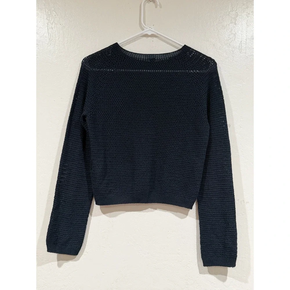 Uniqlo 3D Knit Mesh Crew Neck Sweater Navy Blue XS 476540 Long Sleeve Pullover